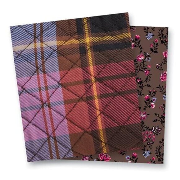 Vera Bradley Carson Cell Phone Crossbody Cozy Plaid Multi & Brown Floral Quilted - Picture 8 of 8